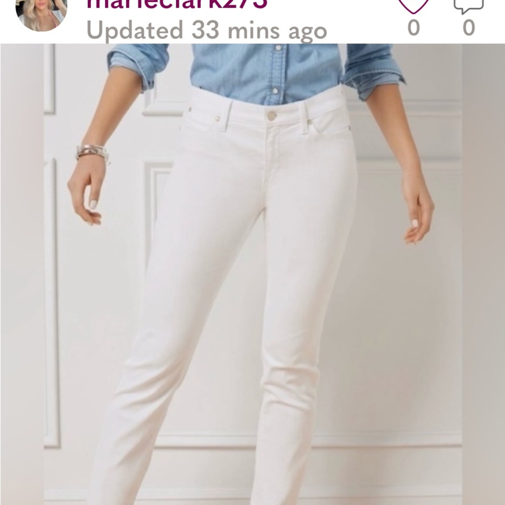 J Jill authentic fit, slim ankle denim jeans, size 14 Petite, Color: White